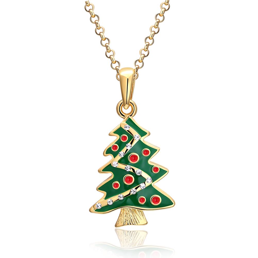 18K Gold Plated Christmas Tree Swarovski Necklace - Three Options Available