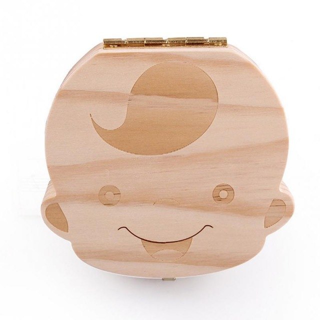 Wooden Baby Milk Teeth Box for Recording Baby Growth