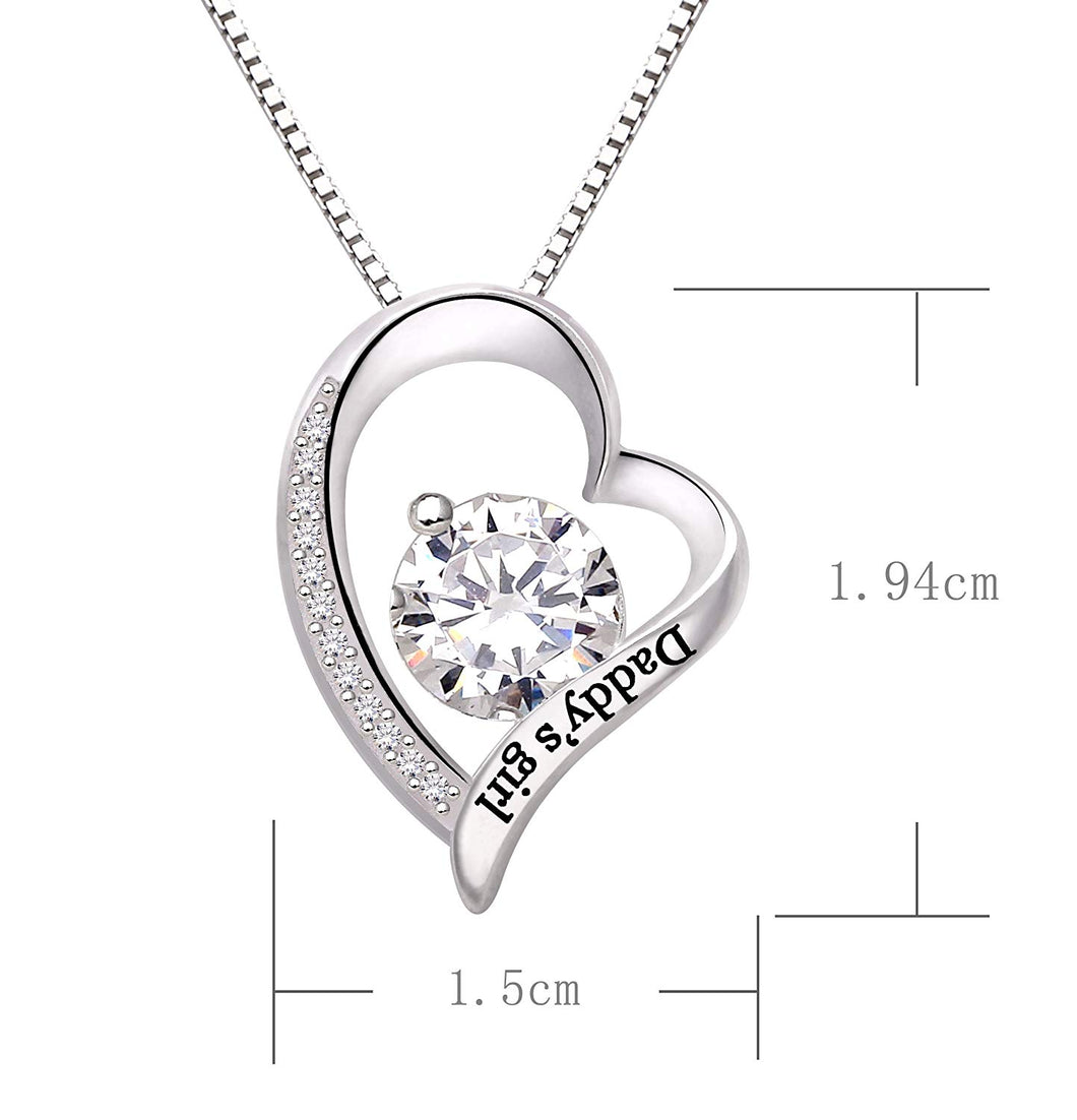 Swarovski Crystals Daddys Girl - Pave Heart  Necklace