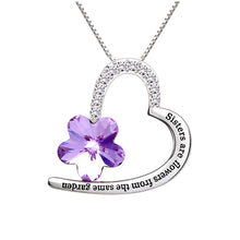 Load image into Gallery viewer, Swarovski Crystals Amethst Flower - Sisters are flowers from the same garden  Necklace