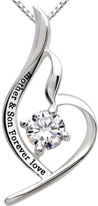 Swarovski Crystals Mother and Son Forever Love - Pave Heart  Necklace