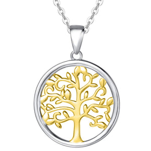 Swarovski Crystals Two Tone Color- Tree of Life Drop  Necklace