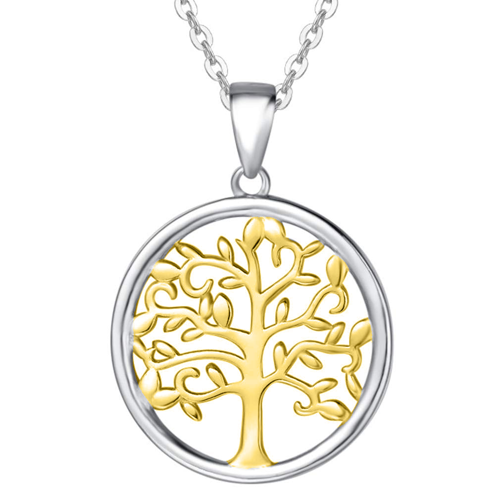 Swarovski Crystals Two Tone Color- Tree of Life Drop  Necklace