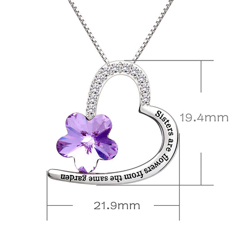 Swarovski Crystals Amethst Flower - Sisters are flowers from the same garden  Necklace