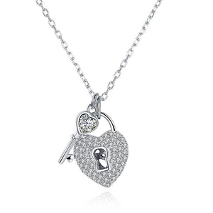 Sterling Silver Key To My Heart Swarovski Necklace