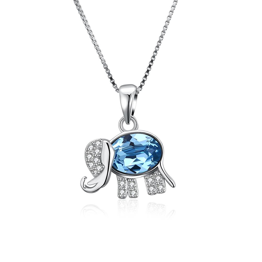 Sterling Silver Blue Swarovski Thai Elephant Necklace