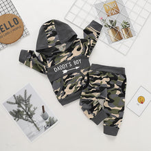 Load image into Gallery viewer, Toddler Baby Infant Boy Clothes set daddy&#39;s boy letter print  Camouflage hoodies sweatshirts Tops +Camo Pants Outfit Set D20