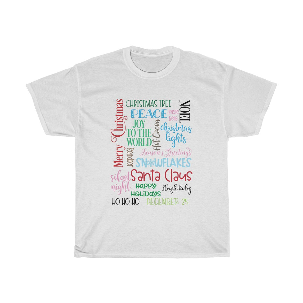 Unisex Cotton Tee Merry Christmas WordBlock