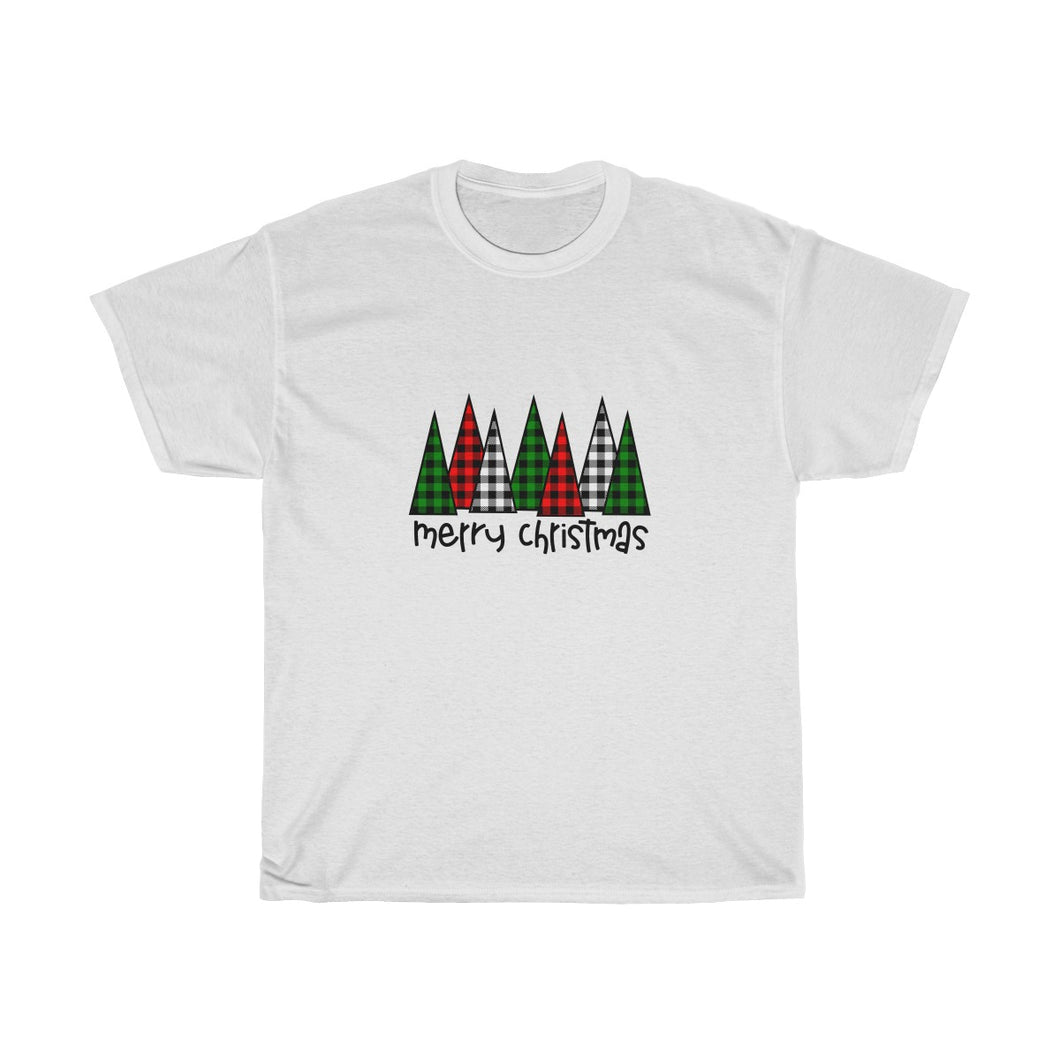 Unisex Cotton Tee Plaid Merry Christmas